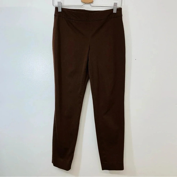 Talbots Pants 4P Brown Woman Classic Side Zip Ankle Cotton Blend Work  Casual‎ - Picture 1 of 11
